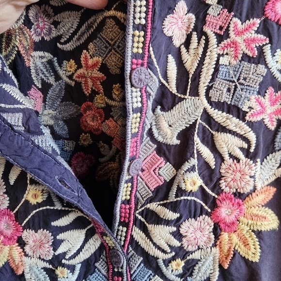 JOHNNY WAS  Poncho Blue Bohemian Flowy Embroidered‎ Top - Picture 8 of 8